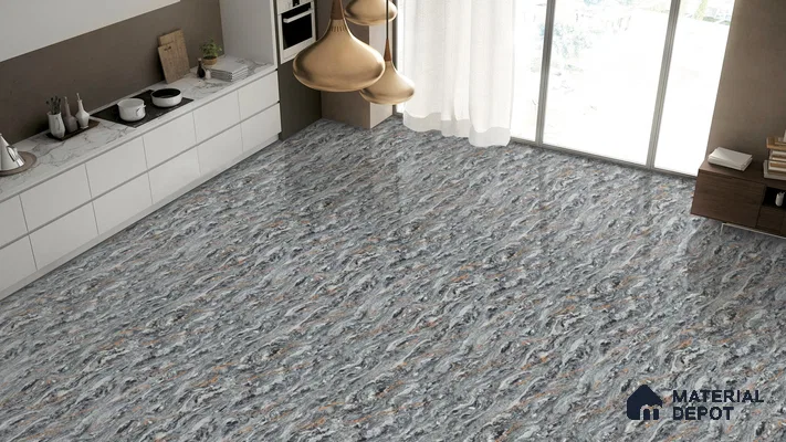 Double Charge Floor & Wall Tile TL 00440 Dualcore Metal Grey 4 ft x 2 ft Vitrified Glossy Finish - 9 mm | Suitable for Bedroom, Living Room, Office & Bathroom Wall