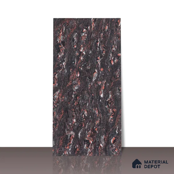 Double Charge Floor & Wall Tile TL 00439 Dualcore Foxy Red 4 ft x 2 ft Vitrified Glossy Finish - 9 mm | Suitable for Bedroom, Living Room, Office & Bathroom Wall