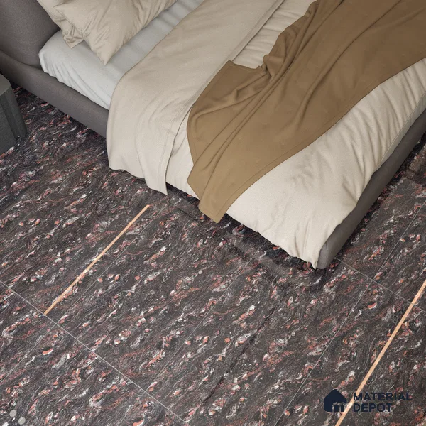 Double Charge Floor & Wall Tile TL 00439 Dualcore Foxy Red 4 ft x 2 ft Vitrified Glossy Finish - 9 mm | Suitable for Bedroom, Living Room, Office & Bathroom Wall