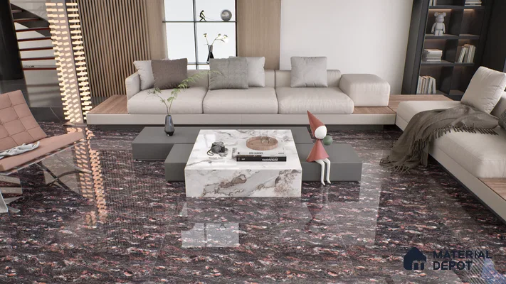 Double Charge Floor & Wall Tile TL 00439 Dualcore Foxy Red 4 ft x 2 ft Vitrified Glossy Finish - 9 mm | Suitable for Bedroom, Living Room, Office & Bathroom Wall