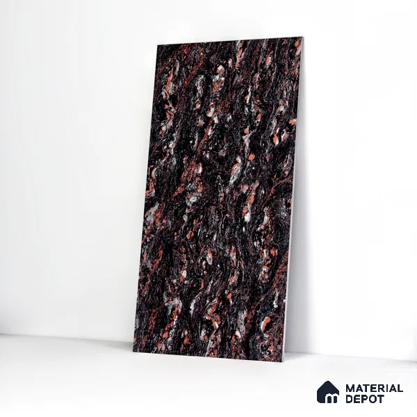 Double Charge Floor & Wall Tile TL 00439 Dualcore Foxy Red 4 ft x 2 ft Vitrified Glossy Finish - 9 mm | Suitable for Bedroom, Living Room, Office & Bathroom Wall
