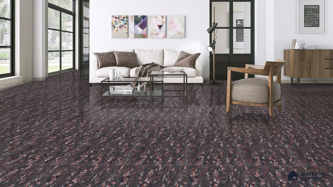Double Charge Floor & Wall Tile TL 00439 Dualcore Foxy Red 4 ft x 2 ft Vitrified Glossy Finish - 9 mm | Suitable for Bedroom, Living Room, Office & Bathroom Wall