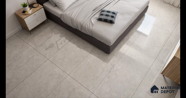 Marble Floor & Wall Tile EggShell White Glossy Finish TL 02949 | 5 ft x 2.5 ft Vitrified Slab - 9 mm | 4 Random Design | Suitable for Living Room, Bedroom