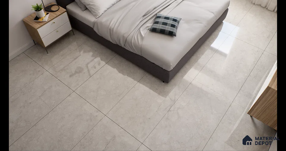 Marble Floor & Wall Tile EggShell White Glossy Finish TL 02949 | 5 ft x 2.5 ft Vitrified Slab - 9 mm | 4 Random Design | Suitable for Living Room, Bedroom