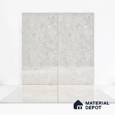 Marble Floor & Wall Tile EggShell White Glossy Finish TL 02949 | 5 ft x 2.5 ft Vitrified Slab - 9 mm | 4 Random Design | Suitable for Living Room, Bedroom