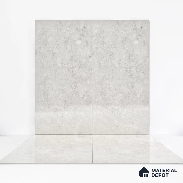 Marble Floor & Wall Tile EggShell White Glossy Finish TL 02949 | 5 ft x 2.5 ft Vitrified Slab - 9 mm | 4 Random Design | Suitable for Living Room, Bedroom