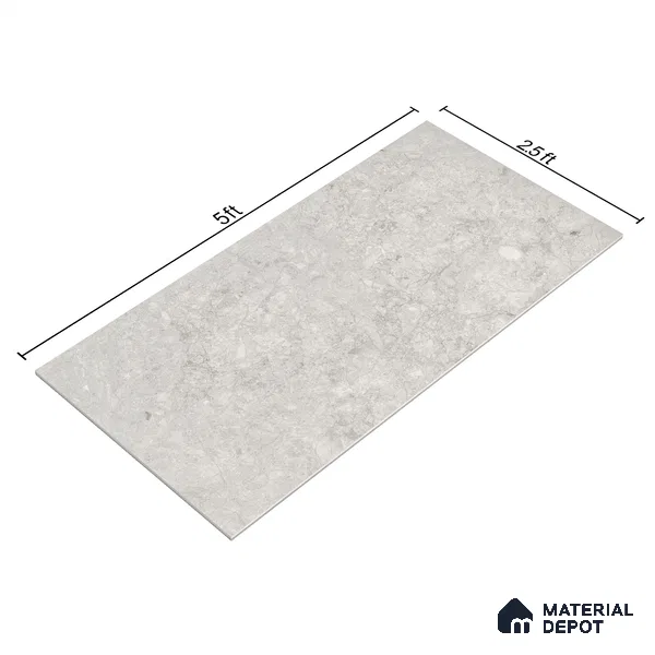 Marble Floor & Wall Tile EggShell White Glossy Finish TL 02949 | 5 ft x 2.5 ft Vitrified Slab - 9 mm | 4 Random Design | Suitable for Living Room, Bedroom