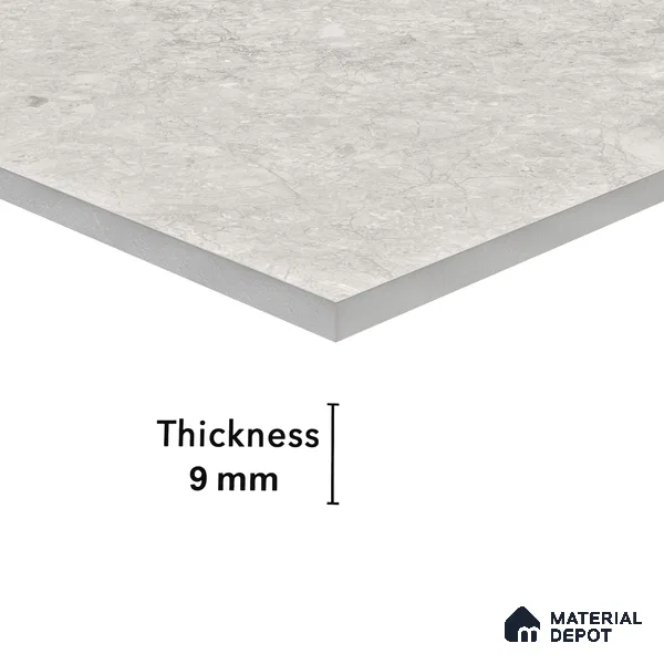Marble Floor & Wall Tile EggShell White Glossy Finish TL 02949 | 5 ft x 2.5 ft Vitrified Slab - 9 mm | 4 Random Design | Suitable for Living Room, Bedroom