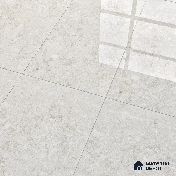 Marble Floor & Wall Tile EggShell White Glossy Finish TL 02949 | 5 ft x 2.5 ft Vitrified Slab - 9 mm | 4 Random Design | Suitable for Living Room, Bedroom