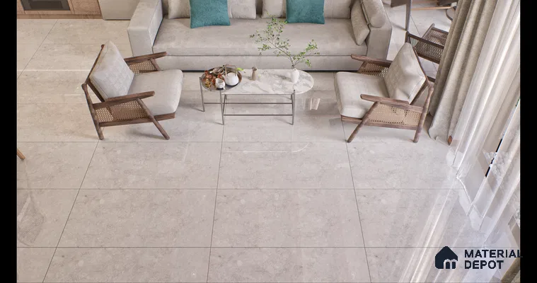 Marble Floor & Wall Tile EggShell White Glossy Finish TL 02949 | 5 ft x 2.5 ft Vitrified Slab - 9 mm | 4 Random Design | Suitable for Living Room, Bedroom