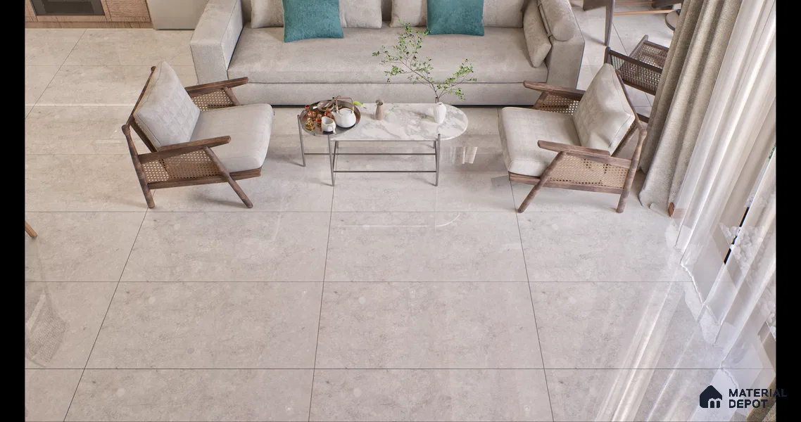 Marble Floor & Wall Tile EggShell White Glossy Finish TL 02949 | 5 ft x 2.5 ft Vitrified Slab - 9 mm | 4 Random Design | Suitable for Living Room, Bedroom