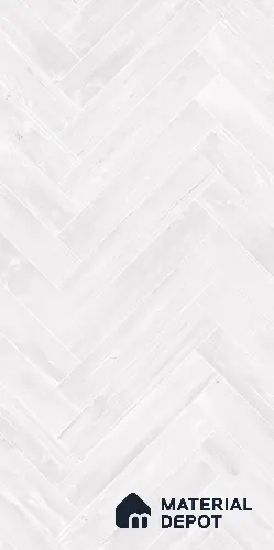 Wooden Floor Tile TL 05120 B Mokuzai Pure Snow 4 ft x 2 ft Vitrified Endless Carving Matte Finish - 9 mm | Herringbone | Suitable for Living Room, Bedroom & Bathroom