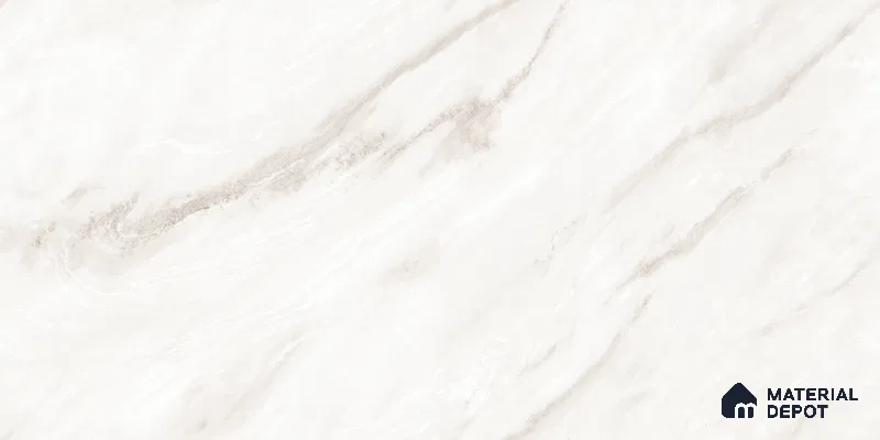 Marble Floor & Wall Tile Michelangelo White Glossy Finish TL 00975 | 5 ft x 2.5 ft Vitrified Slab - 9 mm | 4 Random Design | Suitable for Living Room, Bedroom