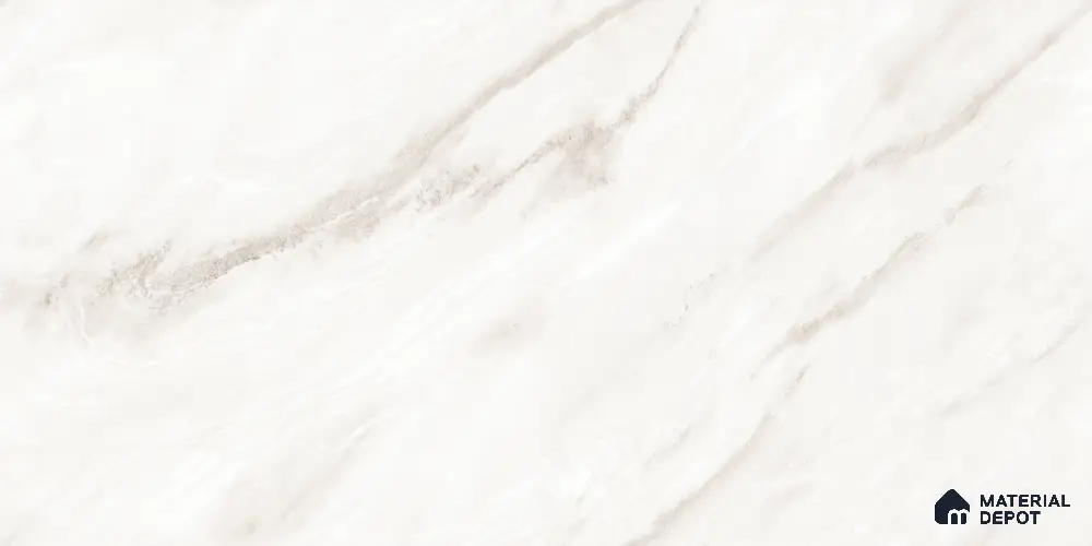 Marble Floor & Wall Tile Michelangelo White Glossy Finish TL 00975 | 5 ft x 2.5 ft Vitrified Slab - 9 mm | 4 Random Design | Suitable for Living Room, Bedroom
