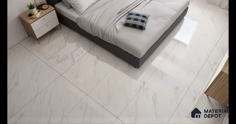 Marble Floor & Wall Tile Michelangelo White Glossy Finish TL 00975 | 5 ft x 2.5 ft Vitrified Slab - 9 mm | 4 Random Design | Suitable for Living Room, Bedroom