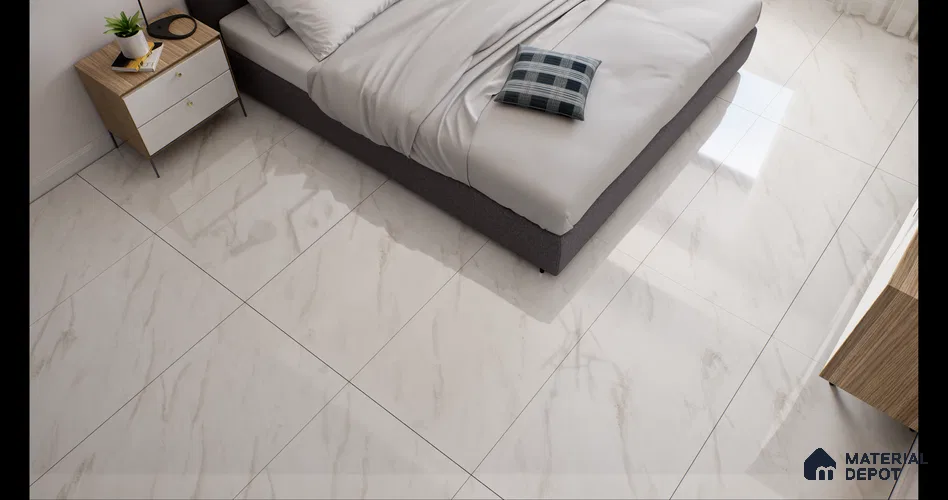 Marble Floor & Wall Tile Michelangelo White Glossy Finish TL 00975 | 5 ft x 2.5 ft Vitrified Slab - 9 mm | 4 Random Design | Suitable for Living Room, Bedroom