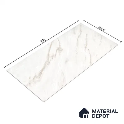 Marble Floor & Wall Tile Michelangelo White Glossy Finish TL 00975 | 5 ft x 2.5 ft Vitrified Slab - 9 mm | 4 Random Design | Suitable for Living Room, Bedroom