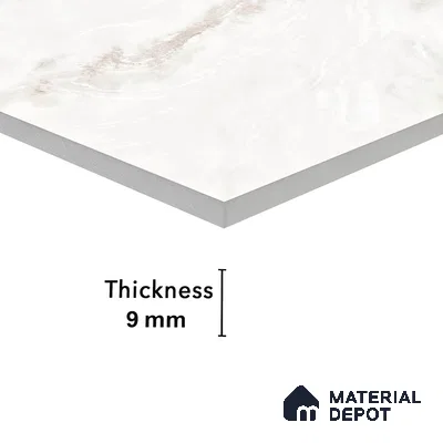 Marble Floor & Wall Tile Michelangelo White Glossy Finish TL 00975 | 5 ft x 2.5 ft Vitrified Slab - 9 mm | 4 Random Design | Suitable for Living Room, Bedroom