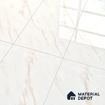 Marble Floor & Wall Tile Michelangelo White Glossy Finish TL 00975 | 5 ft x 2.5 ft Vitrified Slab - 9 mm | 4 Random Design | Suitable for Living Room, Bedroom