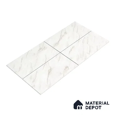 Marble Floor & Wall Tile Michelangelo White Glossy Finish TL 00975 | 5 ft x 2.5 ft Vitrified Slab - 9 mm | 4 Random Design | Suitable for Living Room, Bedroom