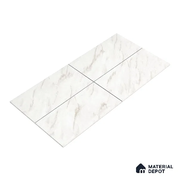 Marble Floor & Wall Tile Michelangelo White Glossy Finish TL 00975 | 5 ft x 2.5 ft Vitrified Slab - 9 mm | 4 Random Design | Suitable for Living Room, Bedroom