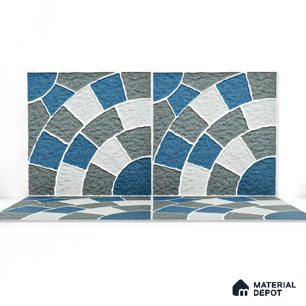 Parking Tile Geometric Blue 12 x 12 inch Anti Skid Matte Finish Vitrified Floor Tile - 8 mm | TL 01820 | Suitable for Parking, Courtyard, Balcony