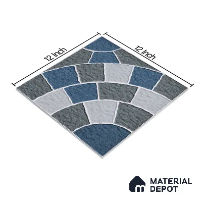 Parking Tile Geometric Blue 12 x 12 inch Anti Skid Matte Finish Vitrified Floor Tile - 8 mm | TL 01820 | Suitable for Parking, Courtyard, Balcony