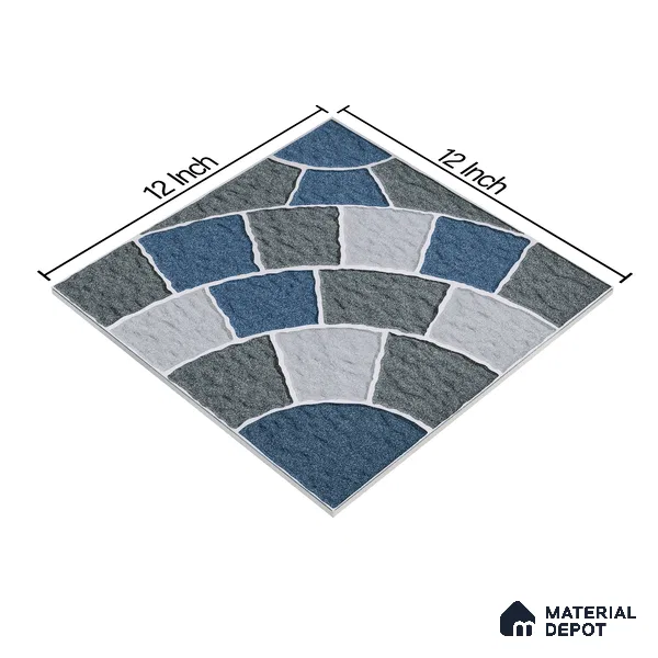 Parking Tile Geometric Blue 12 x 12 inch Anti Skid Matte Finish Vitrified Floor Tile - 8 mm | TL 01820 | Suitable for Parking, Courtyard, Balcony