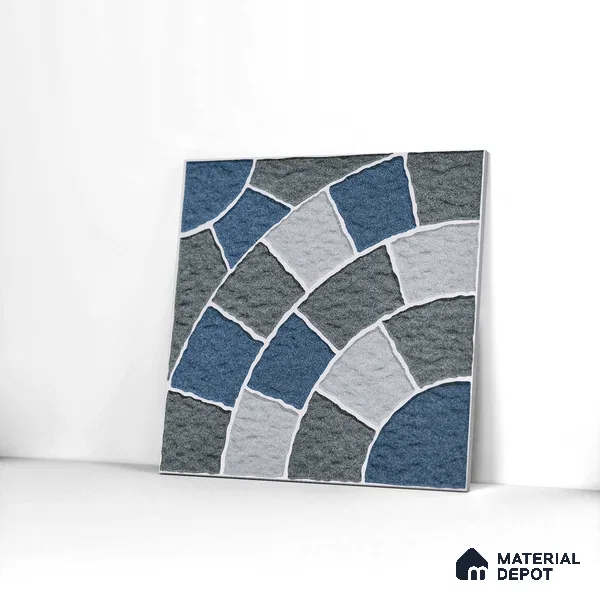 Parking Tile Geometric Blue 12 x 12 inch Anti Skid Matte Finish Vitrified Floor Tile - 8 mm | TL 01820 | Suitable for Parking, Courtyard, Balcony