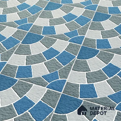 Parking Tile Geometric Blue 12 x 12 inch Anti Skid Matte Finish Vitrified Floor Tile - 8 mm | TL 01820 | Suitable for Parking, Courtyard, Balcony