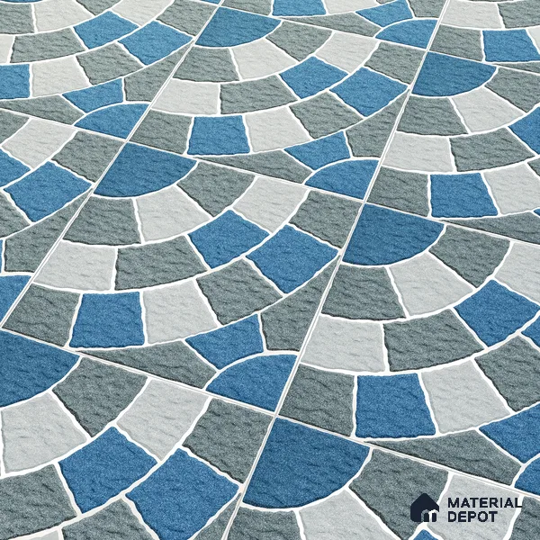 Parking Tile Geometric Blue 12 x 12 inch Anti Skid Matte Finish Vitrified Floor Tile - 8 mm | TL 01820 | Suitable for Parking, Courtyard, Balcony
