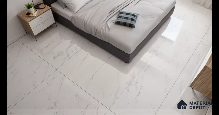 Marble Floor & Wall Tile White Statuario Glossy Finish TL 00972 | 5 ft x 2.5 ft Vitrified Slab - 9 mm | 4 Random Design | Suitable for Living Room, Bedroom
