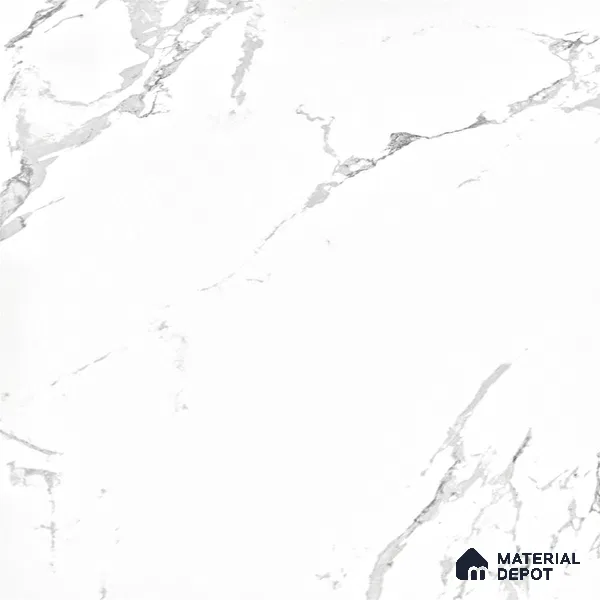 Marble Floor & Wall Tile White Statuario Glossy Finish TL 00972 | 5 ft x 2.5 ft Vitrified Slab - 9 mm | 4 Random Design | Suitable for Living Room, Bedroom