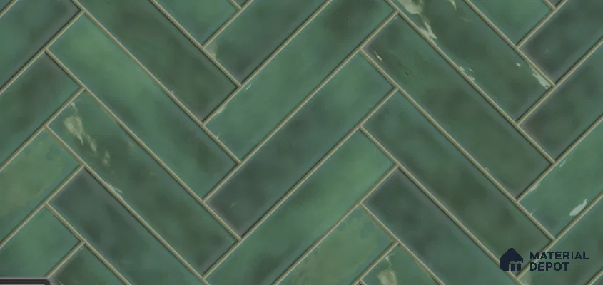 Faux Subway Wall Tile TL 10764 Forest Dark 2 ft x 1 ft Glossy Finish Ceramic Tile - 9 mm | Please Expect a Slight Variation of Pattern