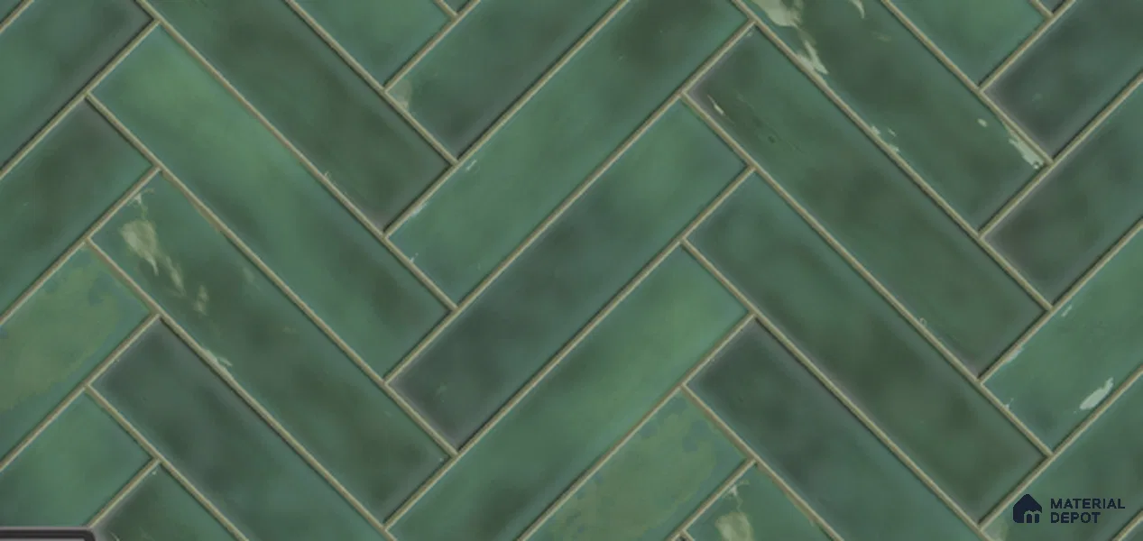 Faux Subway Wall Tile TL 10764 Forest Dark 2 ft x 1 ft Glossy Finish Ceramic Tile - 9 mm | Please Expect a Slight Variation of Pattern