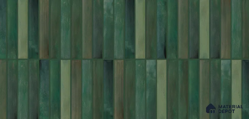 Faux Subway Wall Tile TL 10775 C Peak Green Highlighter 2 ft x 1 ft Glossy Finish Ceramic Tile - 9 mm | Please Expect a Slight Variation of Pattern