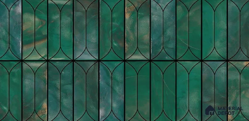 Faux Subway Wall Tile TL 10771 Viridian Green Highlighter 2 ft x 1 ft Glossy Finish Ceramic Tile - 9 mm | Please Expect a Slight Variation of Pattern