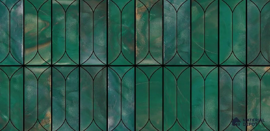 Faux Subway Wall Tile TL 10771 Viridian Green Highlighter 2 ft x 1 ft Glossy Finish Ceramic Tile - 9 mm | Please Expect a Slight Variation of Pattern