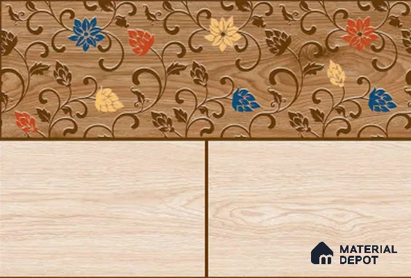 TL 01787 A Highlighter Floral Brown 18 x 12 inch Glossy Finish Ceramic Wall Tile - 7 mm