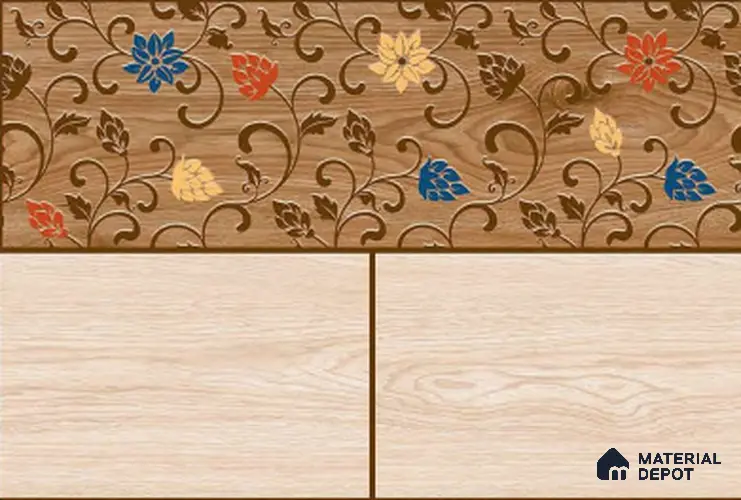 TL 01787 A Highlighter Floral Brown 18 x 12 inch Glossy Finish Ceramic Wall Tile - 7 mm