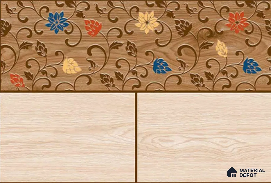 TL 01787 A Highlighter Floral Brown 18 x 12 inch Glossy Finish Ceramic Wall Tile - 7 mm