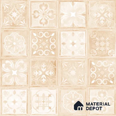 Moroccan Wall & Floor Tile TL 10817 Ivory Sand 1 ft x 1 ft Matt Luster Finish Ceramic Tile - 10 mm | Suitable For Kitchen, Bathroom, Balcony | Please Expect a Slight Variation of Pattern