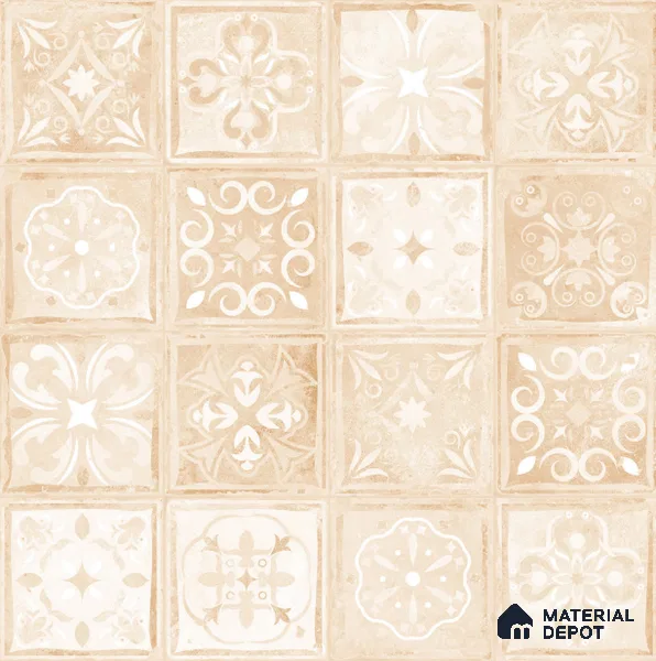 Moroccan Wall & Floor Tile TL 10817 Ivory Sand 1 ft x 1 ft Matt Luster Finish Ceramic Tile - 10 mm | Suitable For Kitchen, Bathroom, Balcony | Please Expect a Slight Variation of Pattern
