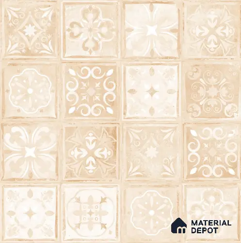 Moroccan Wall & Floor Tile TL 10817 Ivory Sand 1 ft x 1 ft Matt Luster Finish Ceramic Tile - 10 mm | Please Expect a Slight Variation of Pattern