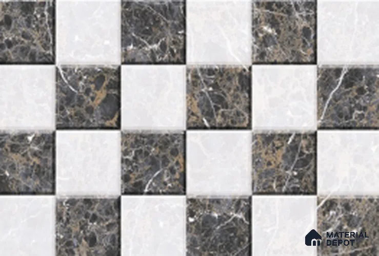 TL 01804 B Highlighter 1 Chess Grey 18 x 12 inch Glossy Finish Ceramic Wall Tile - 7 mm