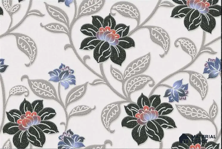 TL 01773 C Highlighter Floral White 18 x 12 inch Glossy Finish Ceramic Wall Tile - 7 mm