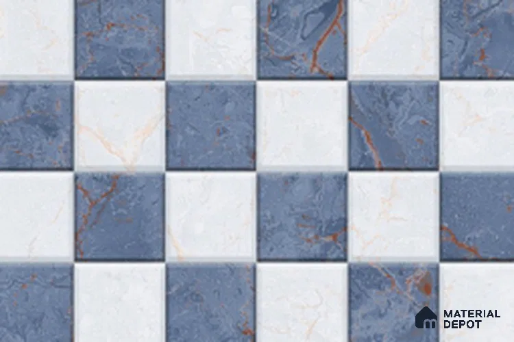 TL 01807 B Highlighter Chess Blue 18 x 12 inch Glossy Finish Ceramic Wall Tile - 7 mm