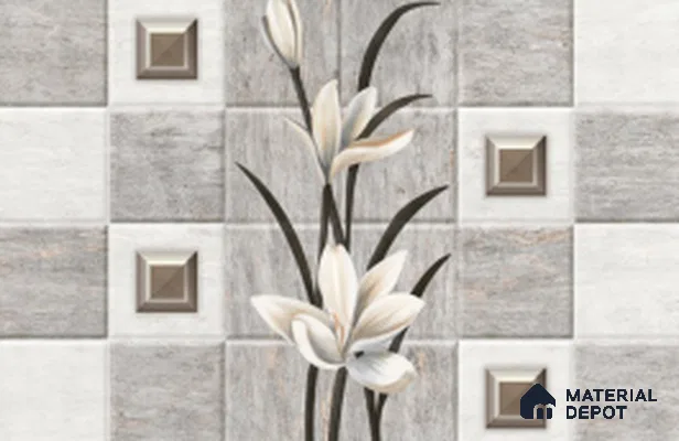 TL 01803 B Highlighter Lily Grey 18 x 12 inch Glossy Finish Ceramic Wall Tile - 7 mm