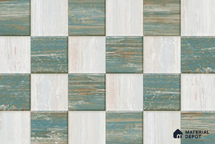 TL 01813 C Highlighter Chess Caded Blue 18 x 12 inch Glossy Finish Ceramic Wall Tile - 7 mm