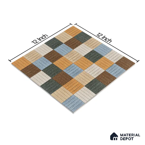 Parking Tile Liner Mix 12 x 12 inch Anti Skid Matte Finish Vitrified Floor Tile - 8 mm | TL 01818 | Suitable for Parking, Courtyard, Balcony | Please Expect a Slight Variation of Pattern
